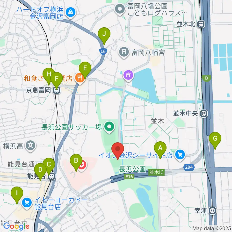 長浜公園野球場周辺のコンビニエンスストア一覧地図