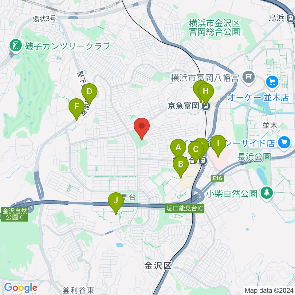 富岡西公園野球場周辺のコンビニエンスストア一覧地図