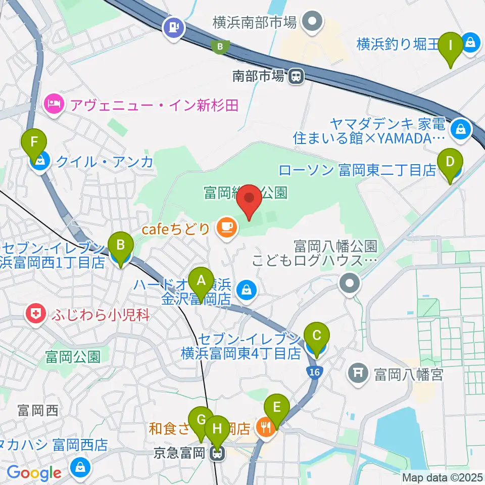富岡総合公園多目的広場周辺のコンビニエンスストア一覧地図