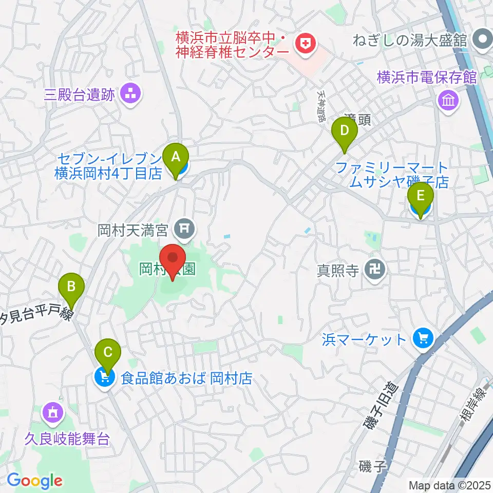 岡村公園野球場周辺のコンビニエンスストア一覧地図
