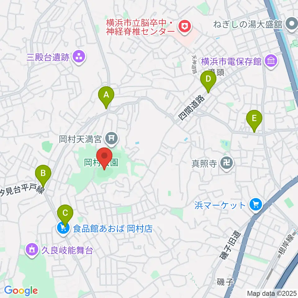 岡村公園野球場周辺のコンビニエンスストア一覧地図