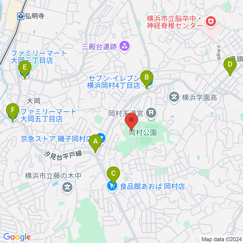 岡村公園少年多目的広場周辺のコンビニエンスストア一覧地図