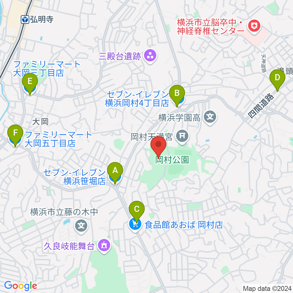 岡村公園少年多目的広場周辺のコンビニエンスストア一覧地図