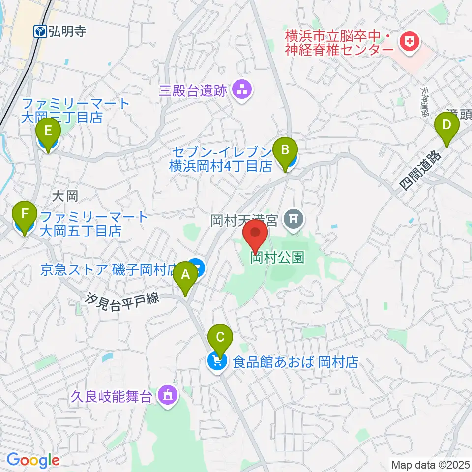 岡村公園少年多目的広場周辺のコンビニエンスストア一覧地図