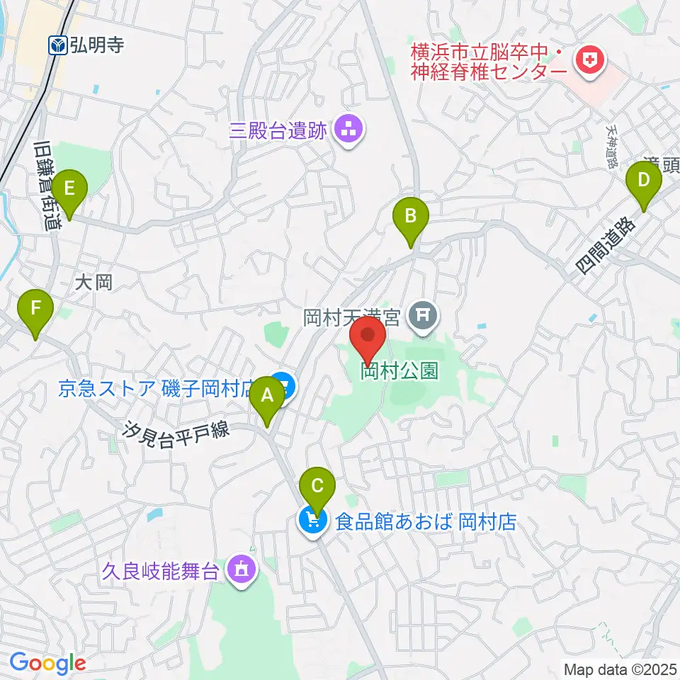 岡村公園少年多目的広場周辺のコンビニエンスストア一覧地図