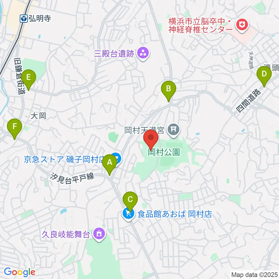岡村公園少年多目的広場周辺のコンビニエンスストア一覧地図