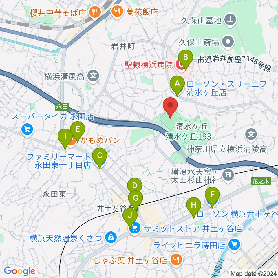 清水ケ丘公園運動広場周辺のコンビニエンスストア一覧地図