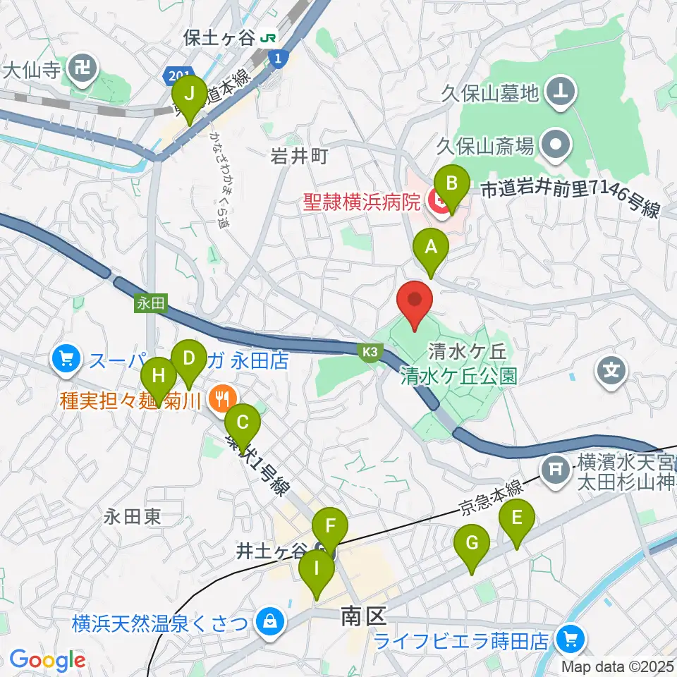 清水ケ丘公園運動広場周辺のコンビニエンスストア一覧地図