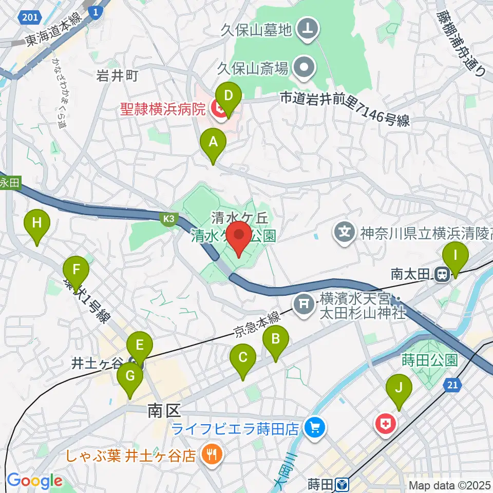 清水ケ丘公園体育館周辺のコンビニエンスストア一覧地図
