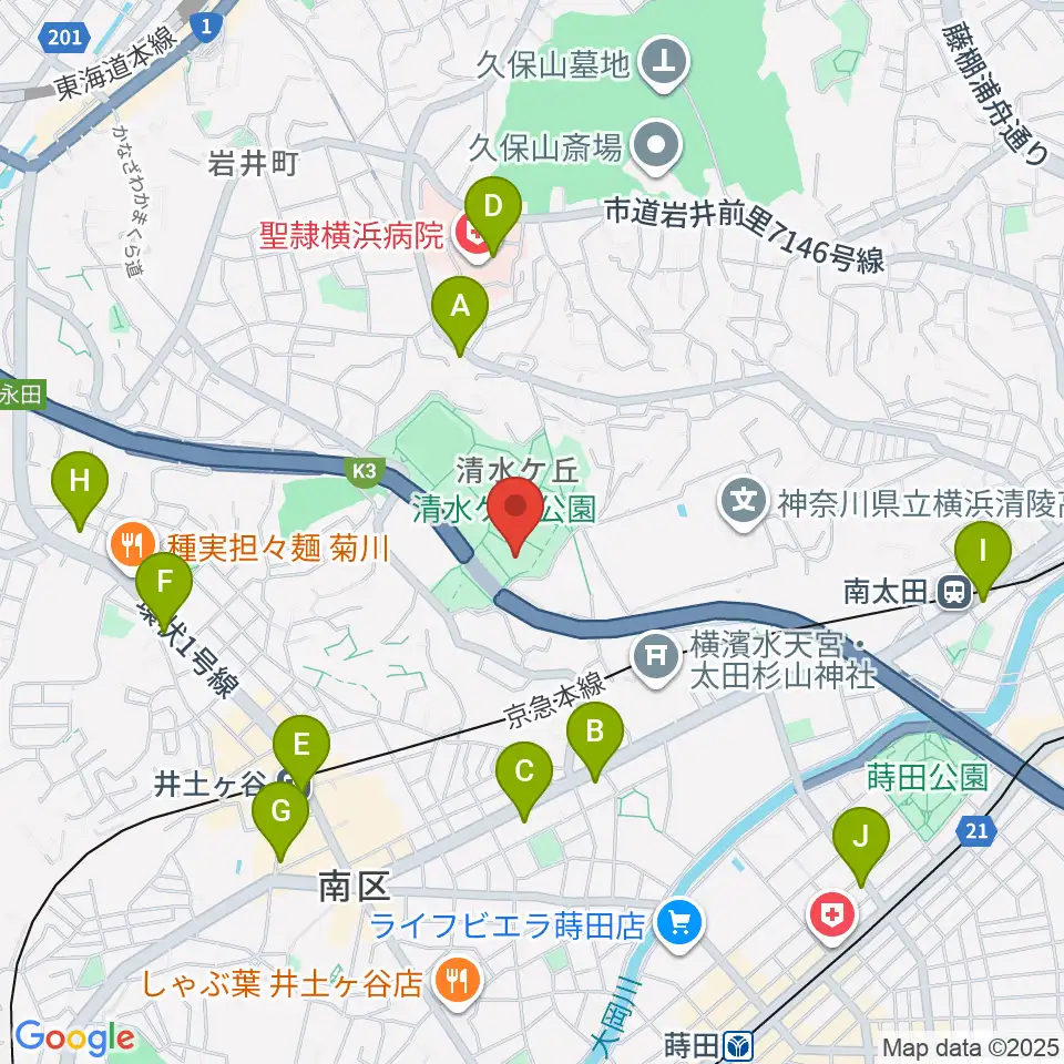 清水ケ丘公園体育館周辺のコンビニエンスストア一覧地図