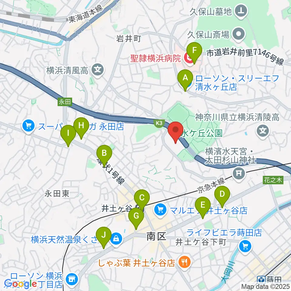 清水ケ丘公園多目的広場周辺のコンビニエンスストア一覧地図