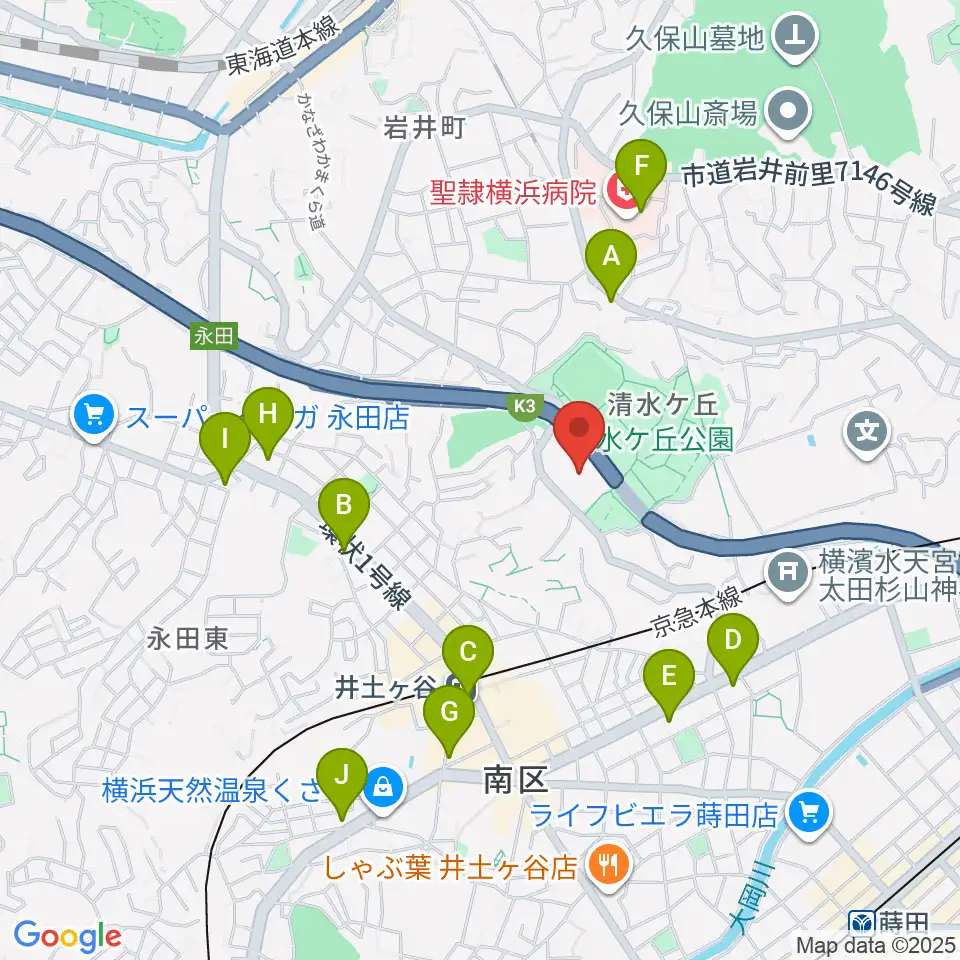 清水ケ丘公園多目的広場周辺のコンビニエンスストア一覧地図