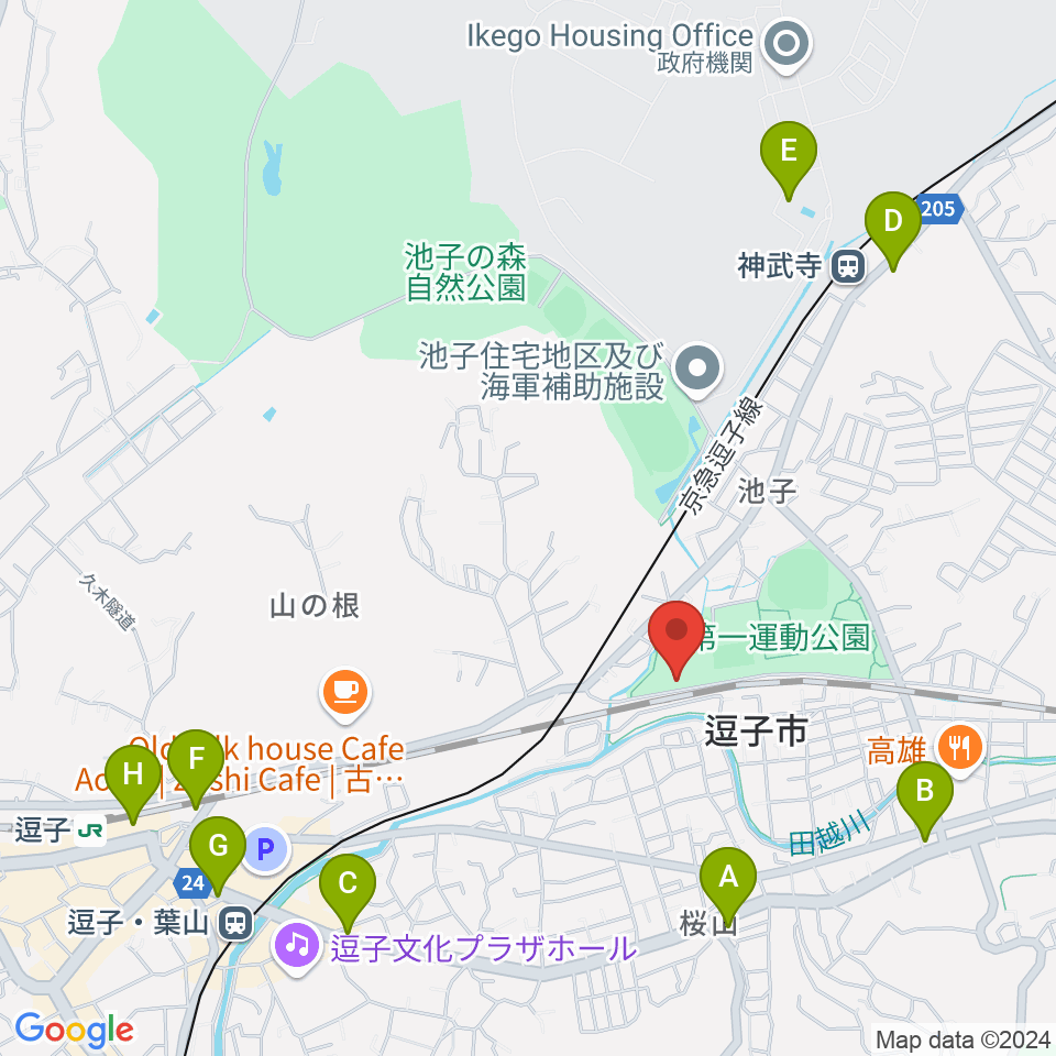 逗子アリーナ周辺のコンビニエンスストア一覧地図