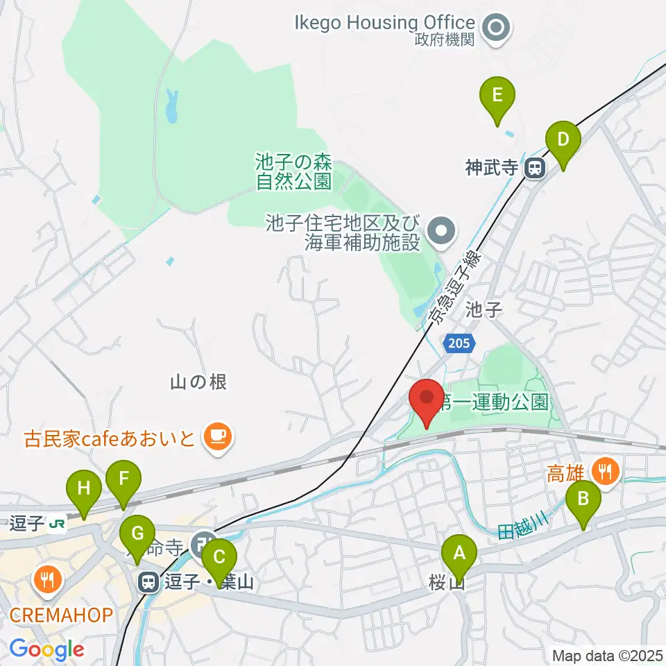 逗子アリーナ周辺のコンビニエンスストア一覧地図