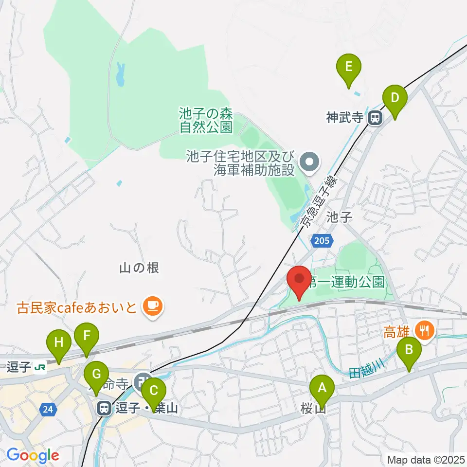 逗子アリーナ周辺のコンビニエンスストア一覧地図