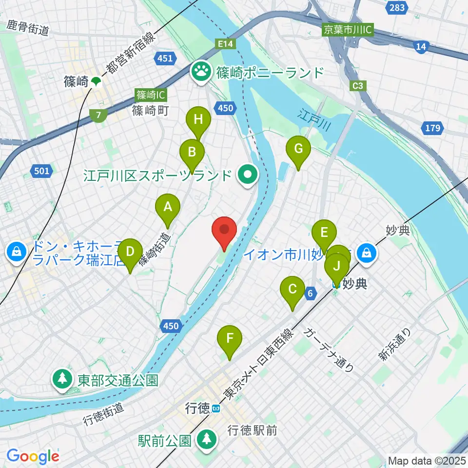 水辺のスポーツガーデン少年野球場周辺のコンビニエンスストア一覧地図