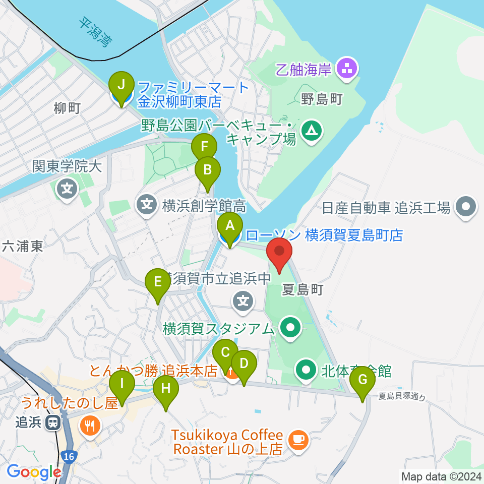 DOCK OF BAYSTARS YOKOSUKA周辺のコンビニエンスストア一覧地図