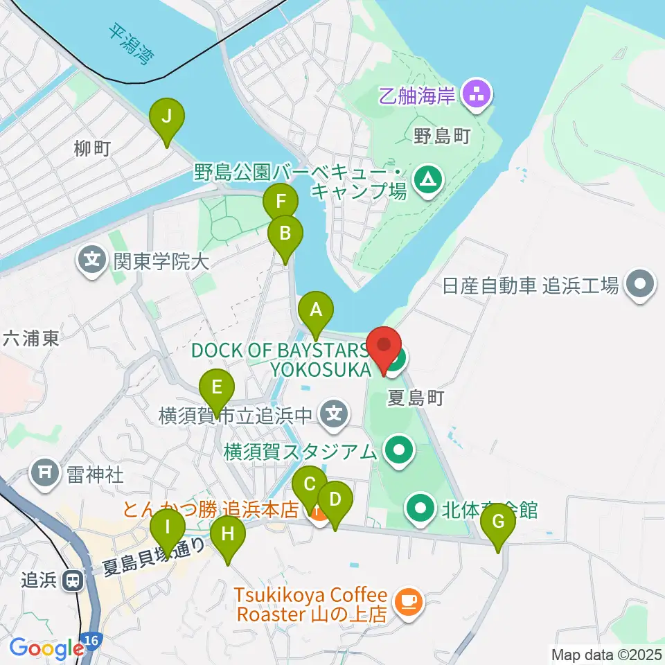 DOCK OF BAYSTARS YOKOSUKA周辺のコンビニエンスストア一覧地図