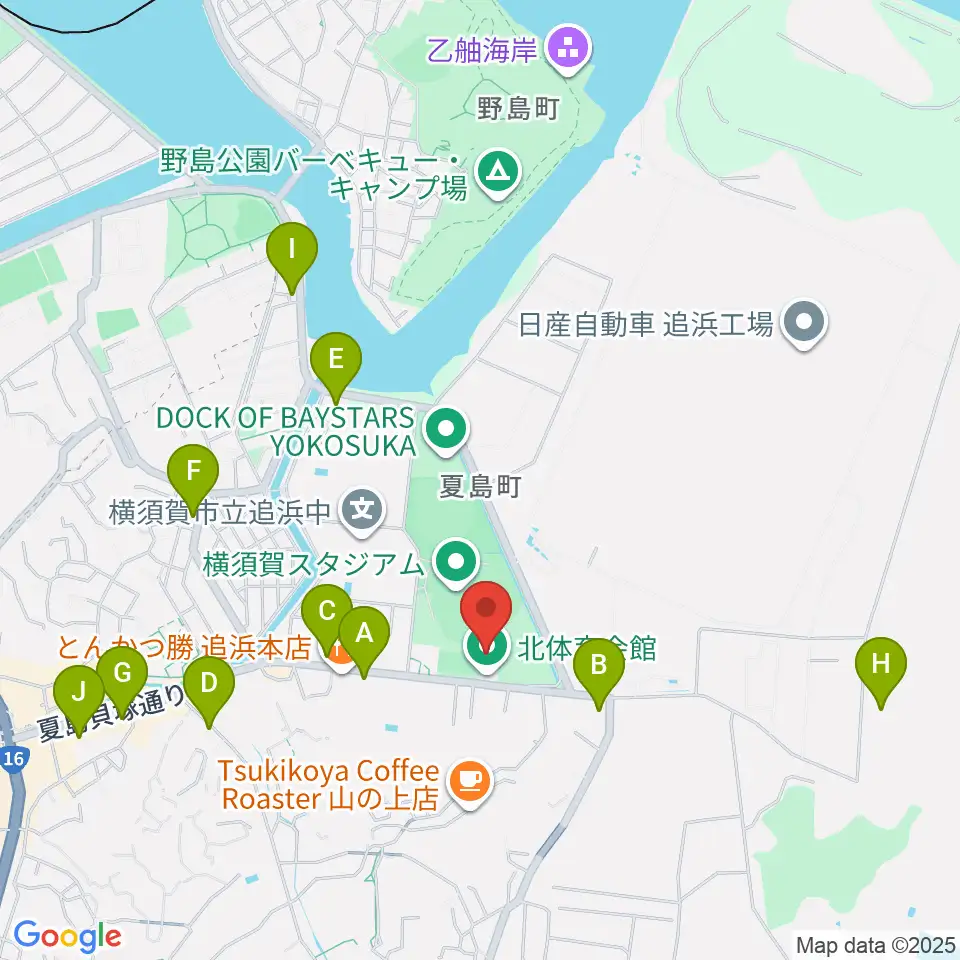 横須賀市北体育会館周辺のコンビニエンスストア一覧地図