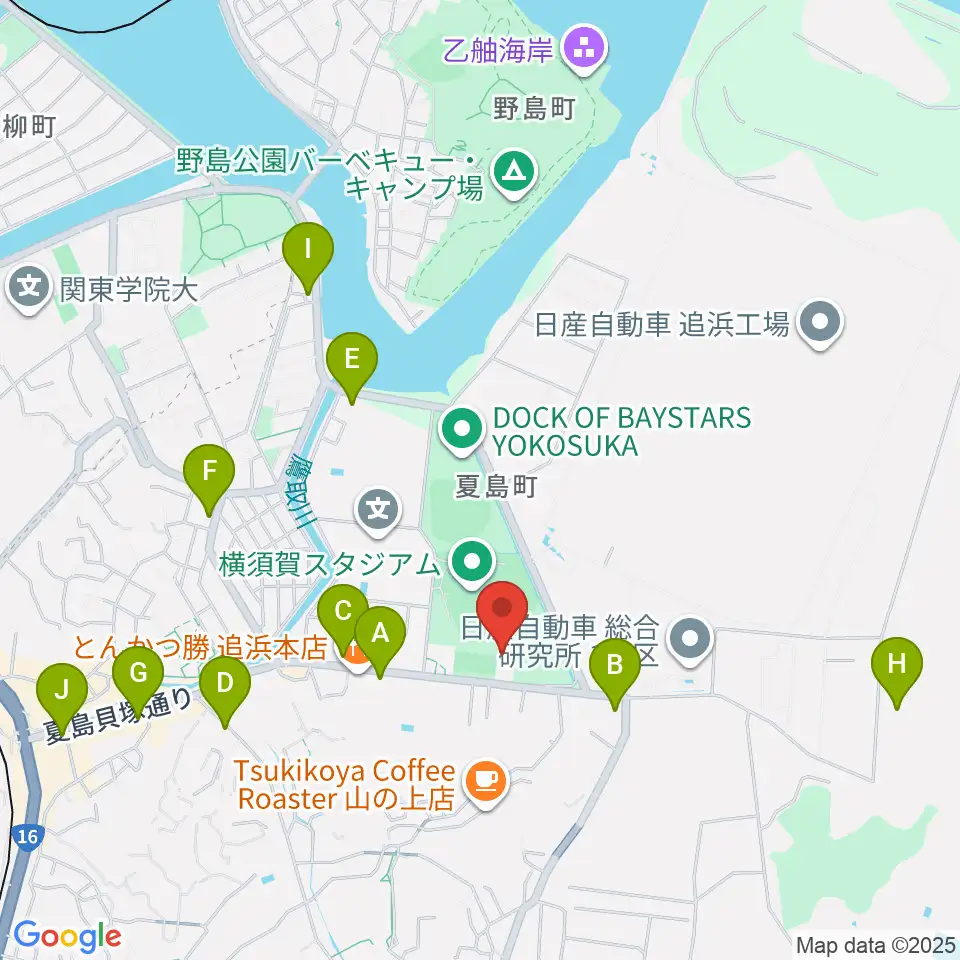 横須賀市北体育会館周辺のコンビニエンスストア一覧地図