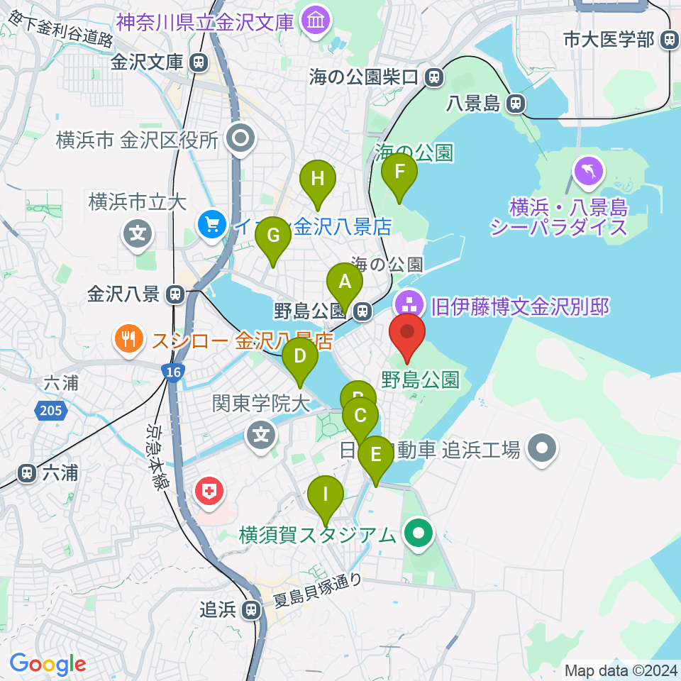 野島公園野球場周辺のコンビニエンスストア一覧地図