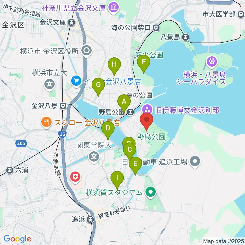 野島公園野球場周辺のコンビニエンスストア一覧地図