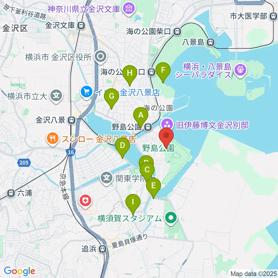 野島公園野球場周辺のコンビニエンスストア一覧地図