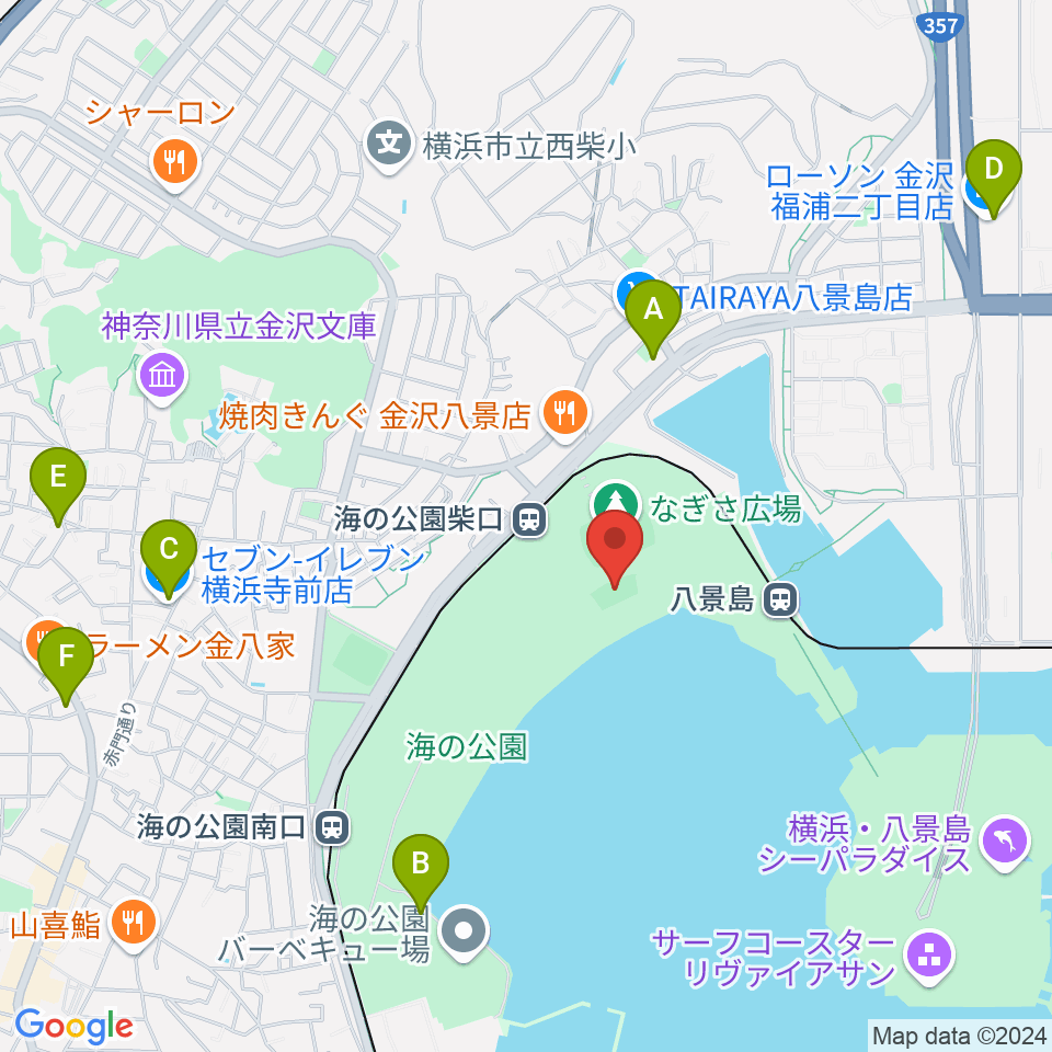 海の公園ビーチバレー場周辺のコンビニエンスストア一覧地図