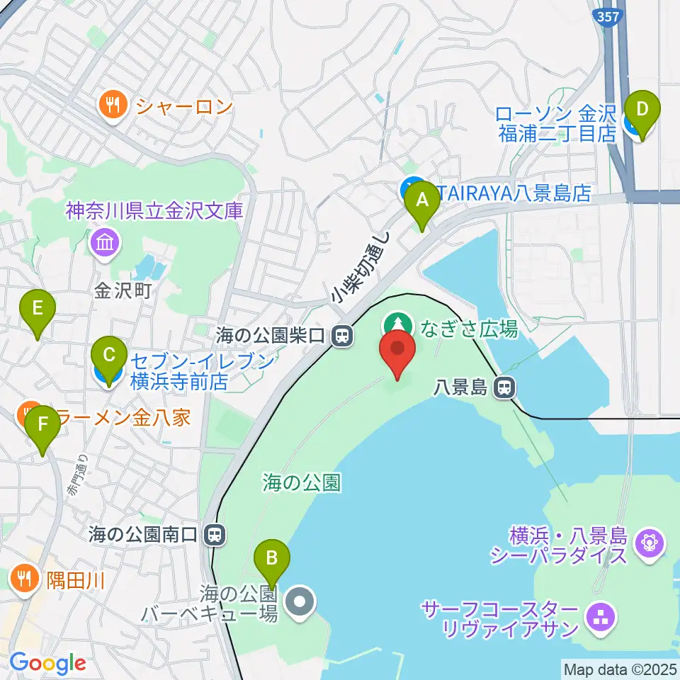 海の公園ビーチバレー場周辺のコンビニエンスストア一覧地図
