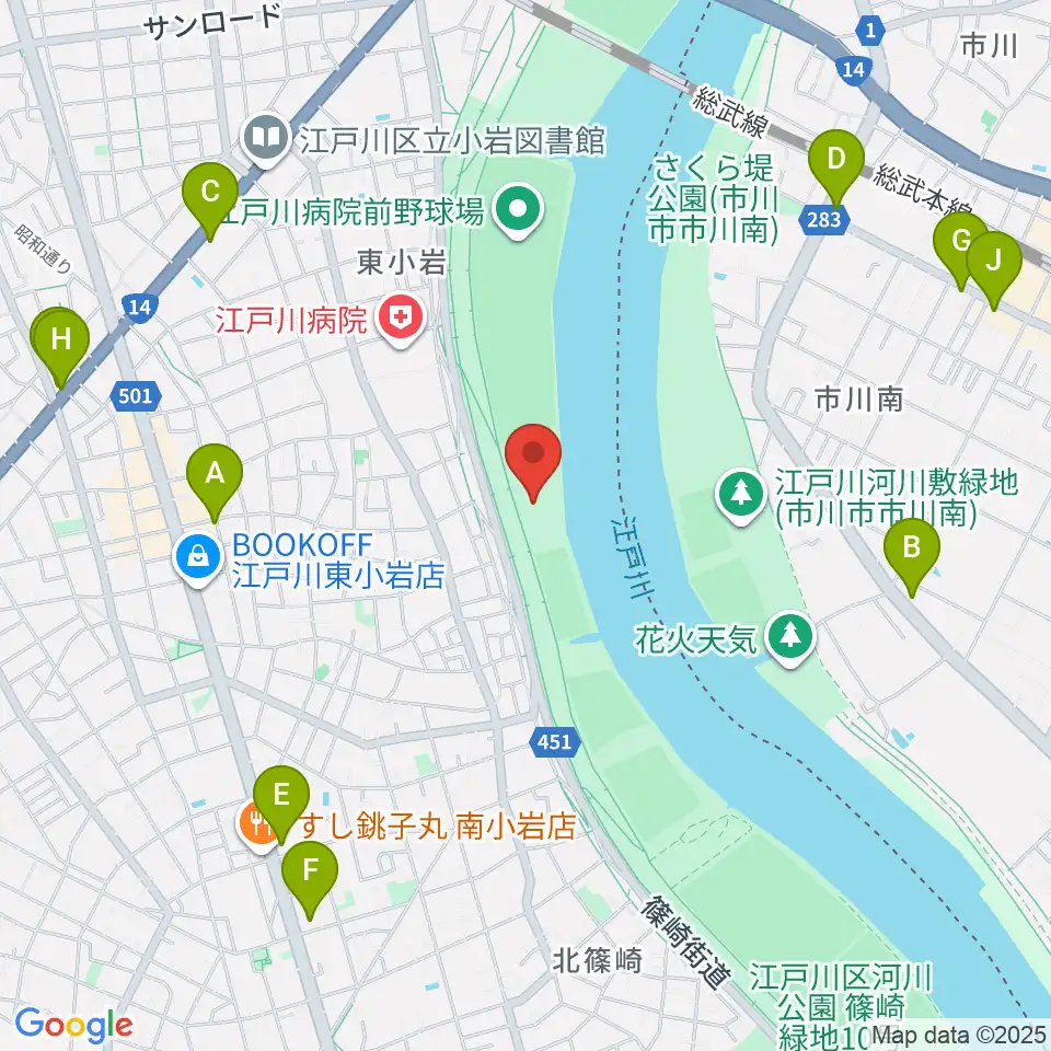 江戸川病院前スポーツ広場周辺のコンビニエンスストア一覧地図