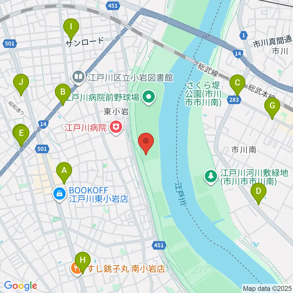 東小岩少年野球場周辺のコンビニエンスストア一覧地図