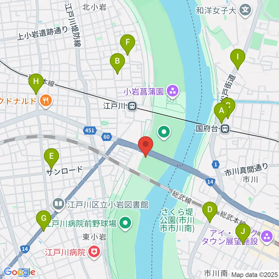 北小岩少年野球場周辺のコンビニエンスストア一覧地図