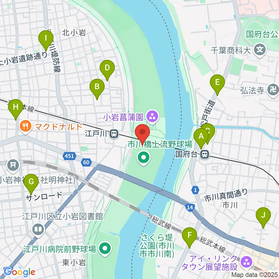 江戸川ソフトボール場周辺のコンビニエンスストア一覧地図