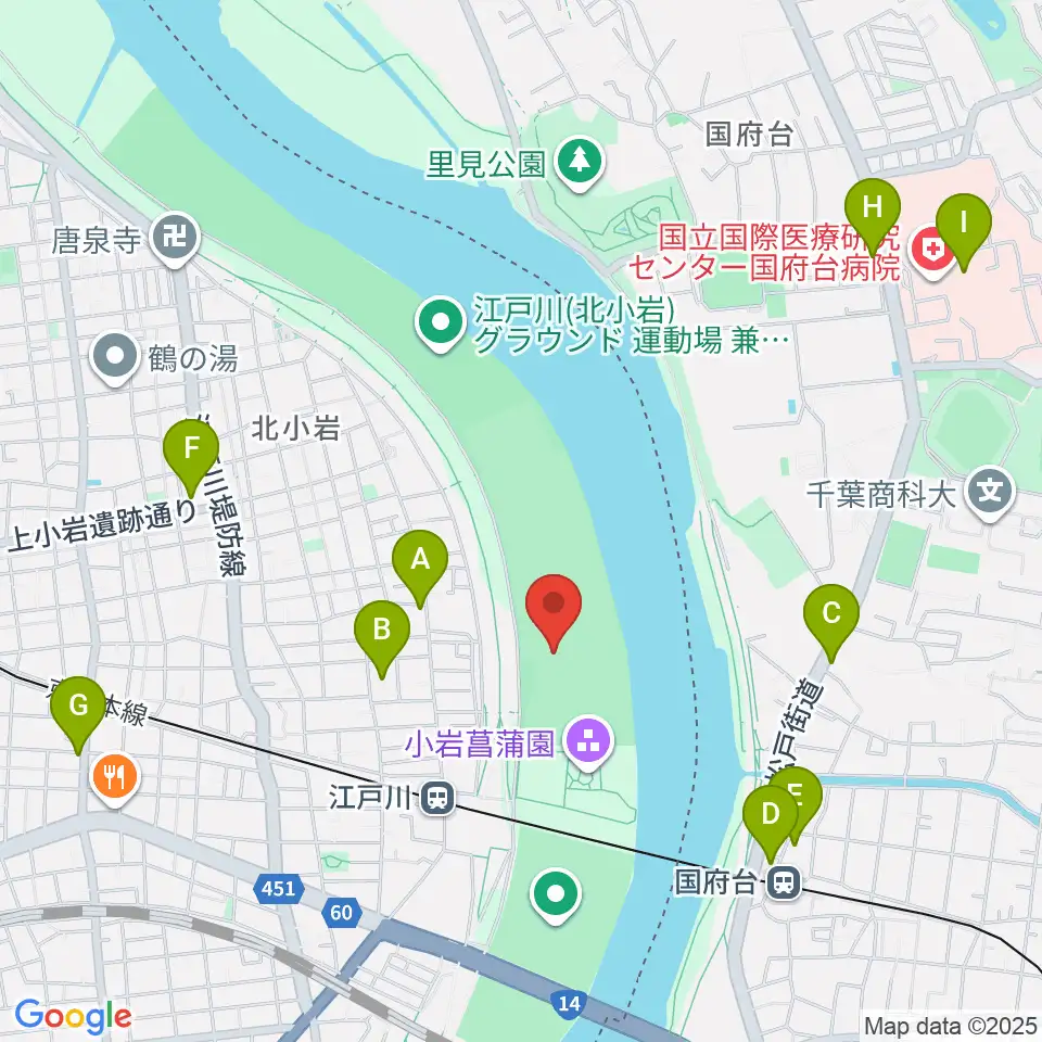 京成鉄橋上流野球場周辺のコンビニエンスストア一覧地図
