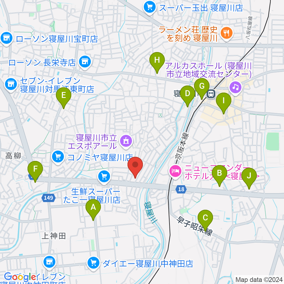 ミュージックワークス周辺のコンビニエンスストア一覧地図