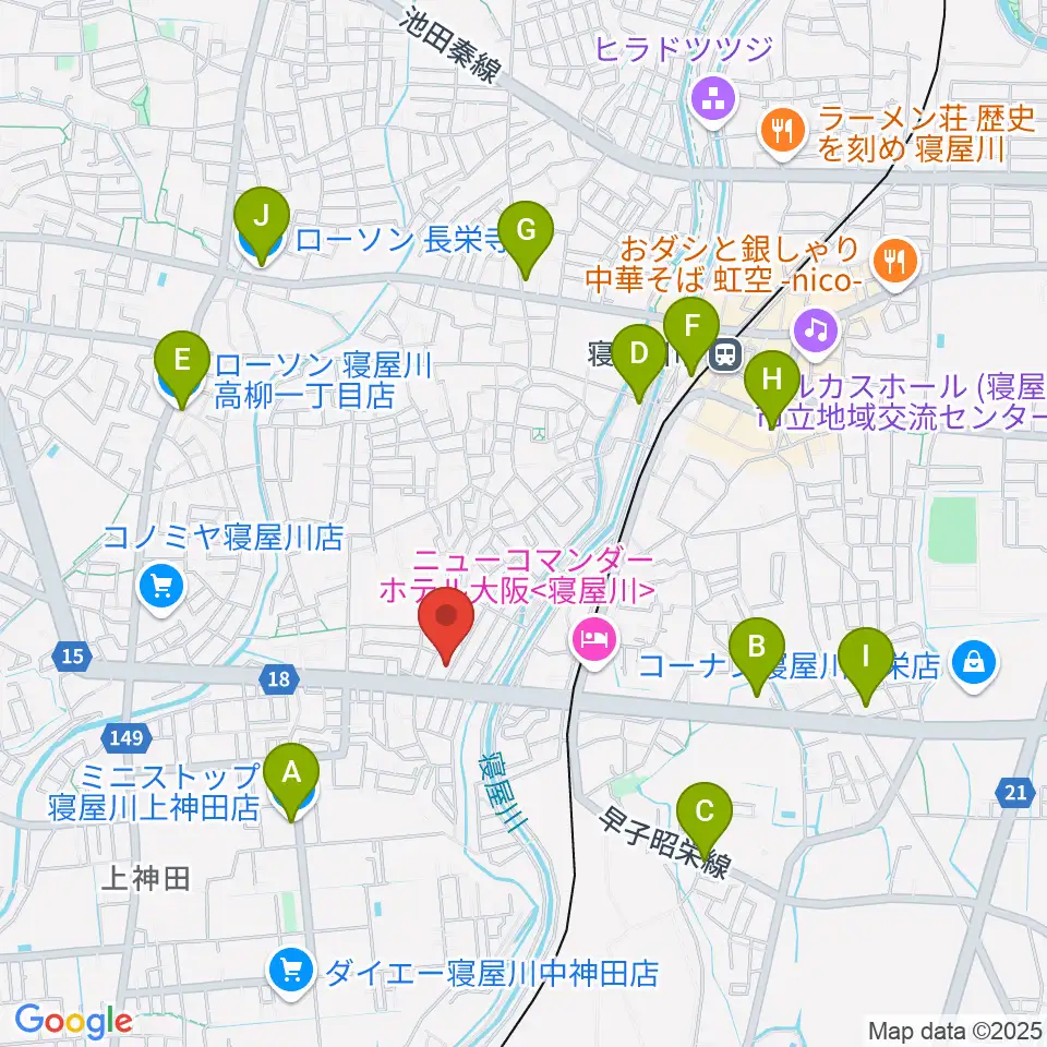ミュージックワークス周辺のコンビニエンスストア一覧地図