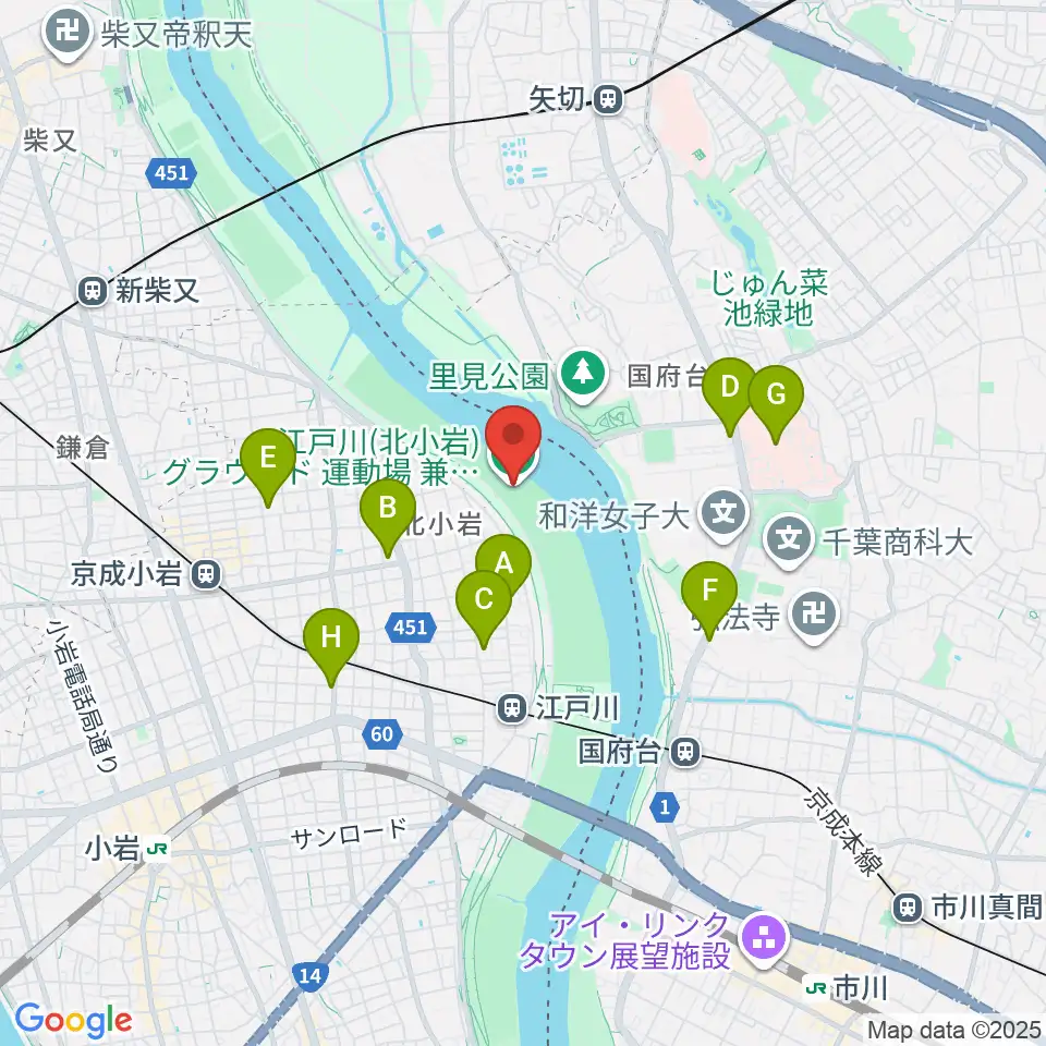 江戸川運動場兼ラグビー場周辺のコンビニエンスストア一覧地図