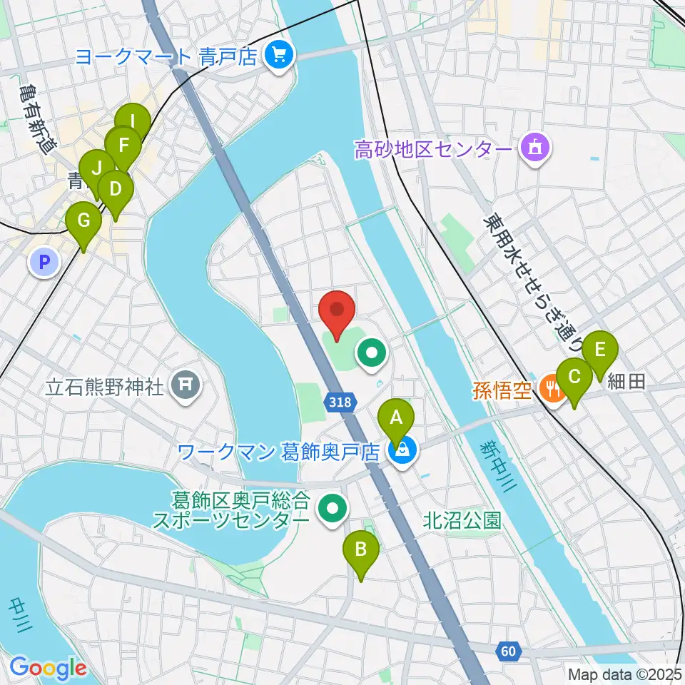 奥戸総合スポーツセンター野球場周辺のコンビニエンスストア一覧地図