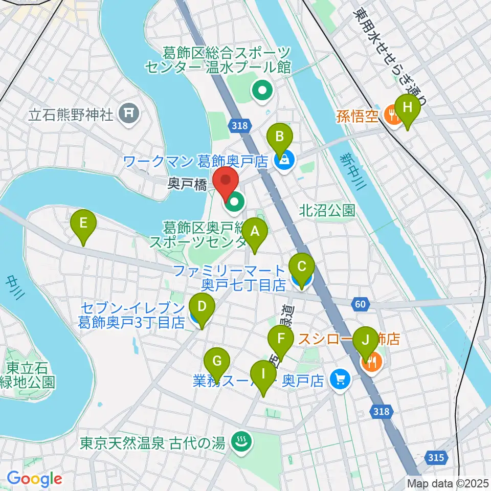 奥戸総合スポーツセンター体育館周辺のコンビニエンスストア一覧地図