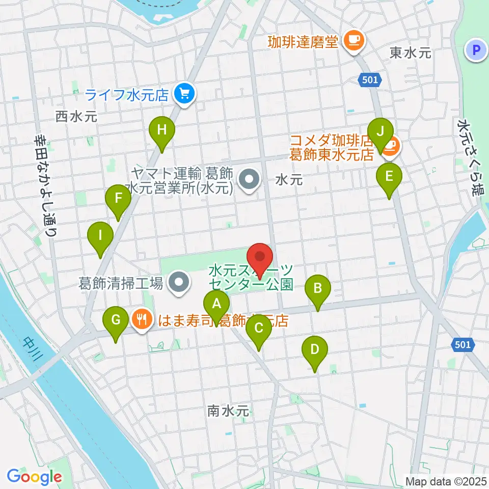 水元総合スポーツセンター多目的広場周辺のコンビニエンスストア一覧地図