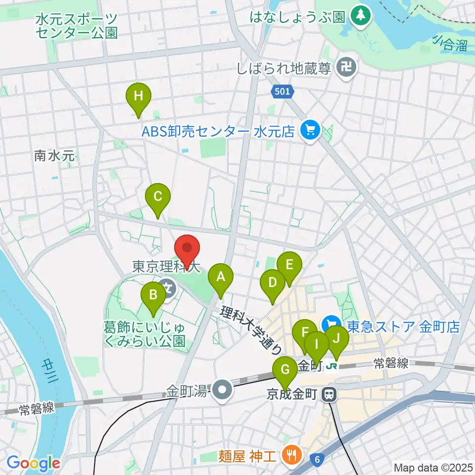 葛飾にいじゅくみらい公園運動場周辺のコンビニエンスストア一覧地図