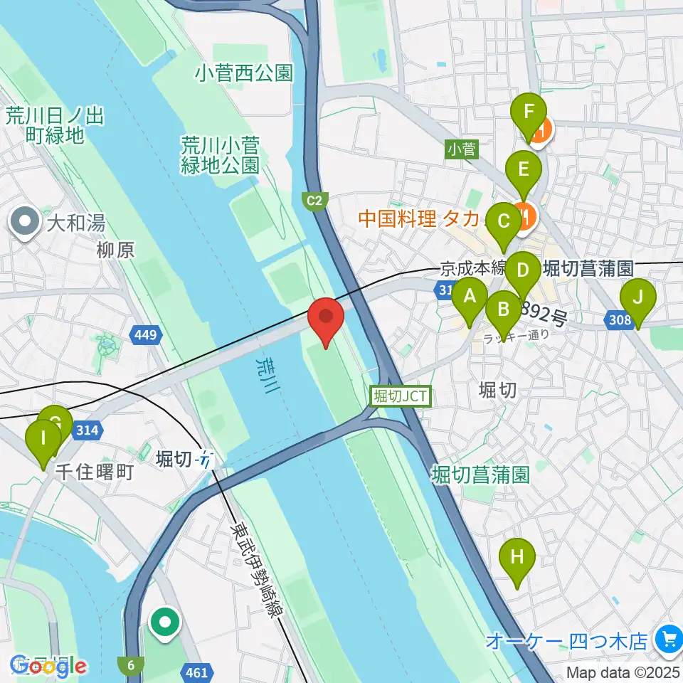 堀切橋少年野球場周辺のコンビニエンスストア一覧地図