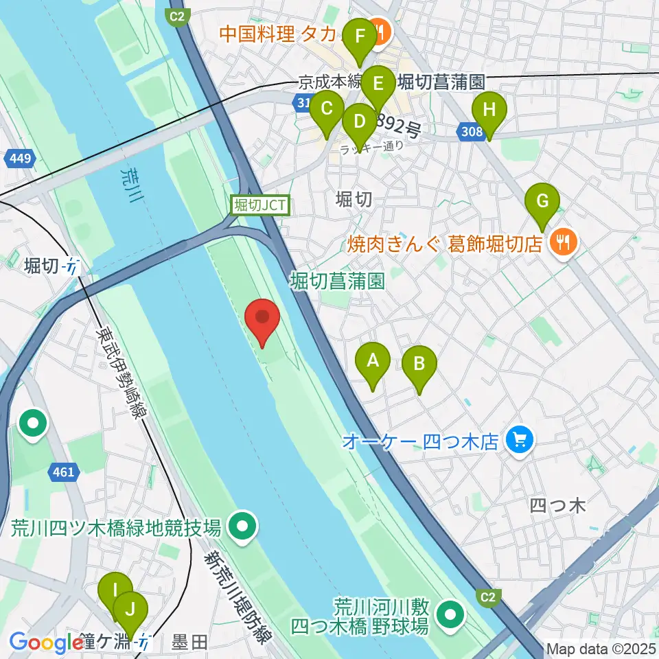 堀切橋少年ソフトボール場周辺のコンビニエンスストア一覧地図