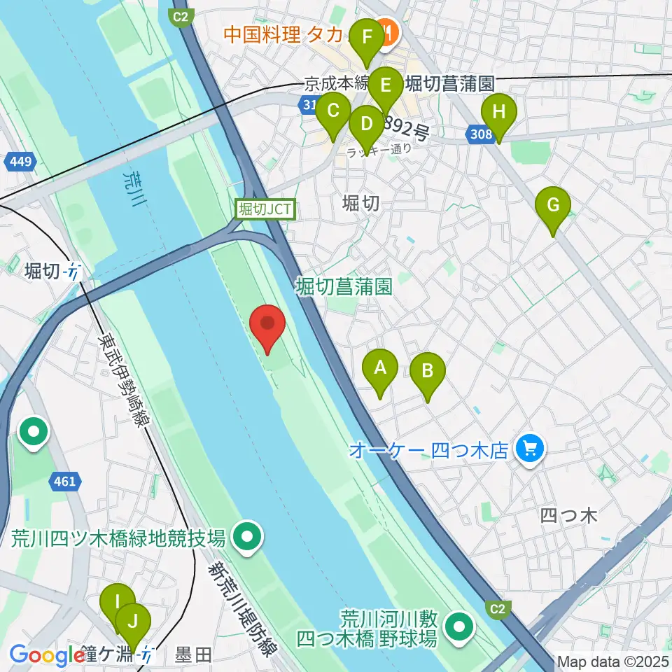 堀切橋少年ソフトボール場周辺のコンビニエンスストア一覧地図
