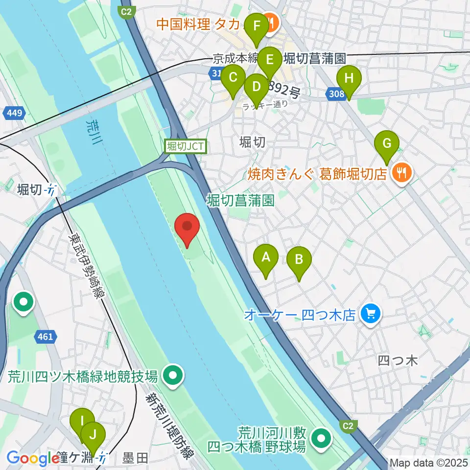 堀切橋少年ソフトボール場周辺のコンビニエンスストア一覧地図