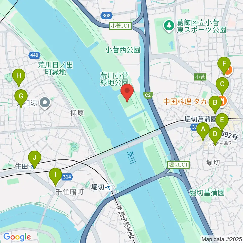 堀切橋少年硬式野球場周辺のコンビニエンスストア一覧地図