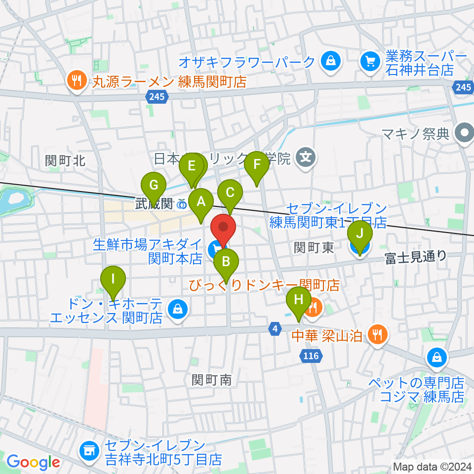 サウンドショット武蔵関店周辺のコンビニエンスストア一覧地図