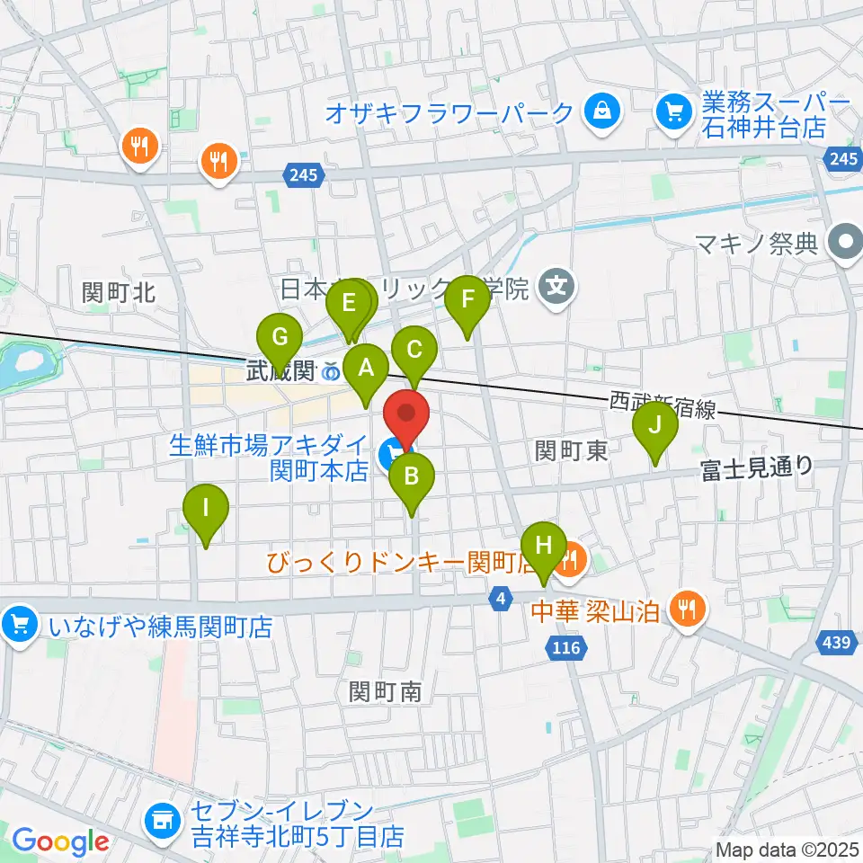 サウンドショット武蔵関店周辺のコンビニエンスストア一覧地図