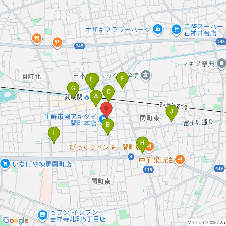 サウンドショット武蔵関店周辺のコンビニエンスストア一覧地図