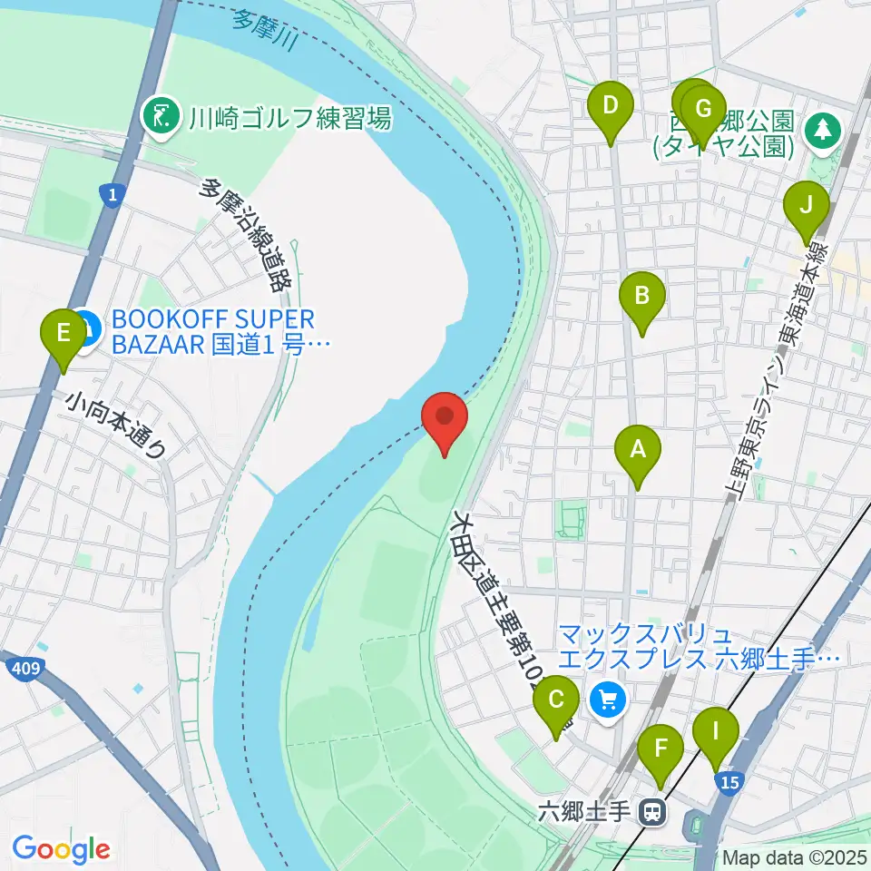 大田区区民広場周辺のコンビニエンスストア一覧地図